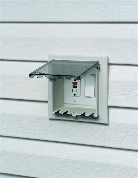 metal siding electrical box|recessed vinyl siding outlet box.